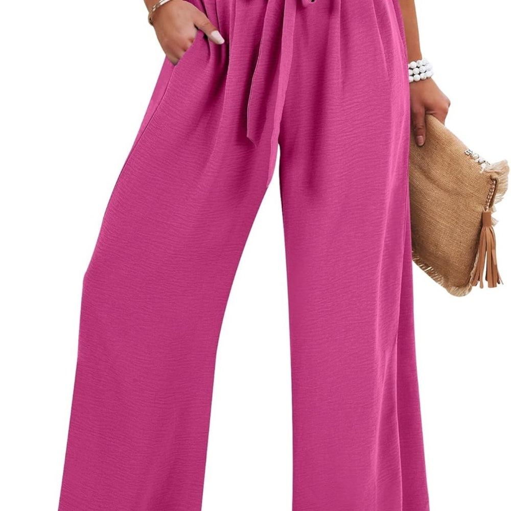 Elegant Pink Wide-Leg Women's Pants